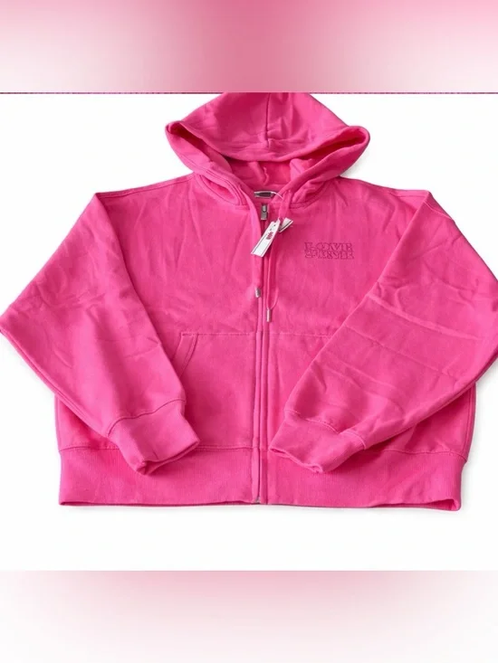 Victoria’s Secret PINK Strawberry Hoodie Berry Best Since 1986 NWT l Size L - Picture 3 of 5